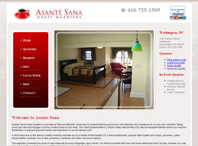 E-Commerce Sample: Asante Sana Guest Quarters
